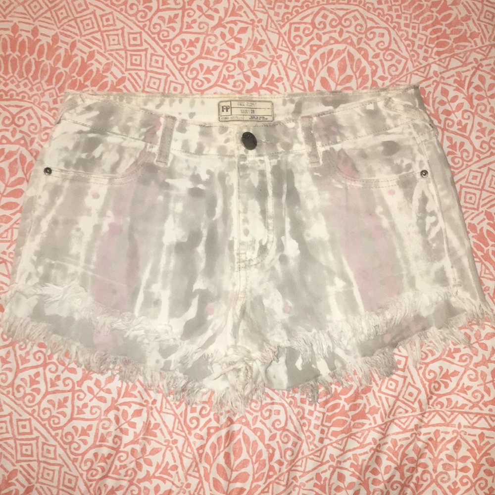 Free People denim tie dye shorts